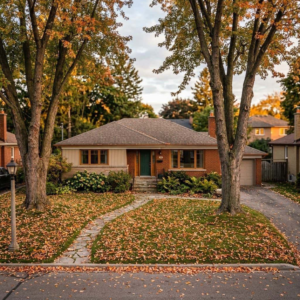 North York bungalow lined by silver maples